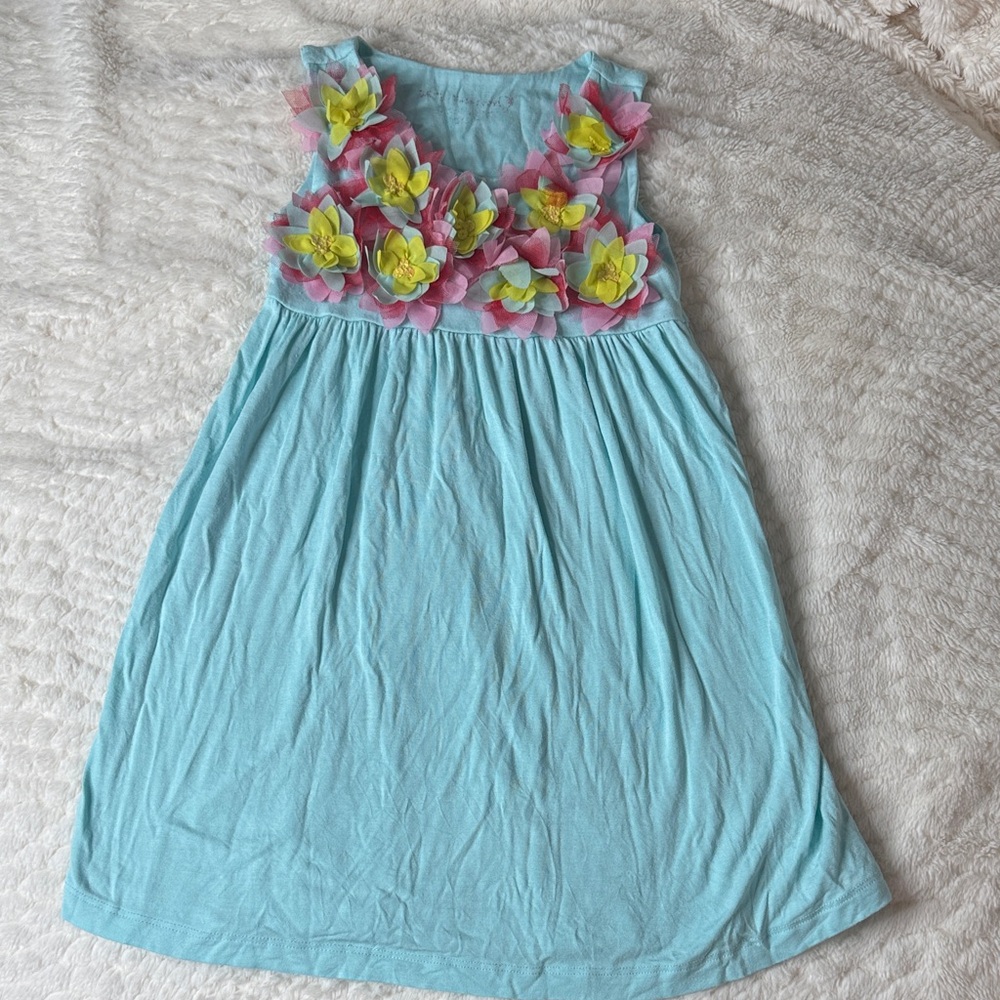 The Children's Place Girls Blue Dress with Floral Accents